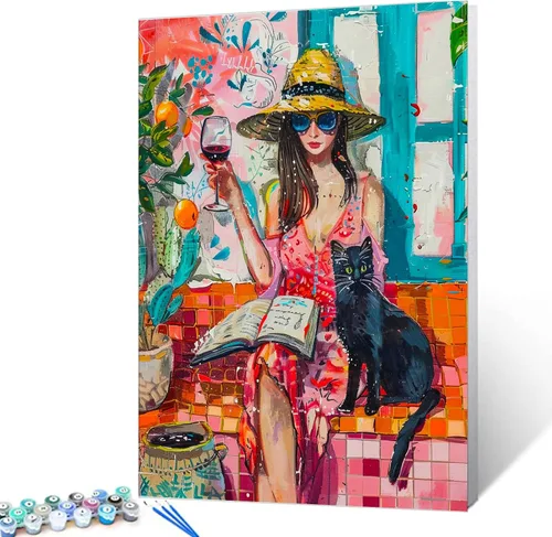 Miniatura 17 de Aihonmin Estantería 6 Pack Pintar por Números para Adultos Libros Pintura DIY sobre Lienzo con Pinceles Pigmento Manualidades DIY Pintura Acrílica