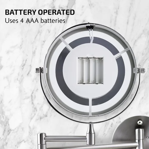 Miniatura 7 de OVENTE Espejo de maquillaje iluminado para montaje en la pared, espejo de tocador de doble cara de 7 pulgadas con aumento 1X/7X para baño con luces