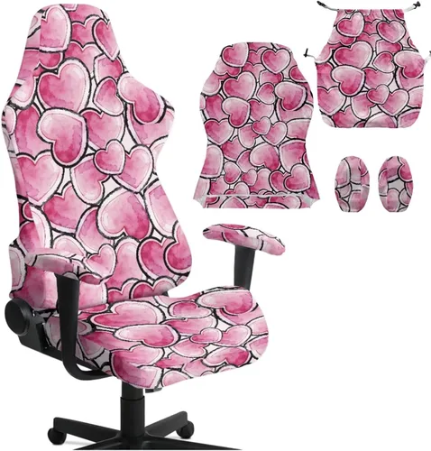 Miniatura 13 de Heart Gaming Chair Cover for Desk Chair Stretchy Armrest Covers Washable Ergonomic Office Seat Cover Dustproof Gaming Chairs Easy to Fit Home Office