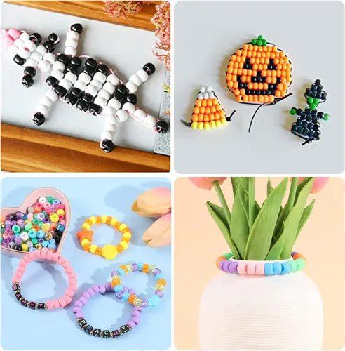 Miniatura 2 de Miss Rabbit Cuentas de pony de 24 colores para la fabricación de joyas, cuentas de pelo para trenzas con cuentas de pelo, kit de pulseras Kandi 24