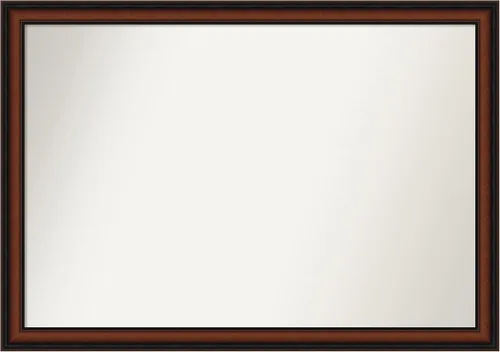 Miniatura 505 de Amanti Art Espejo de pared personalizado no biselado (24 x 27 pulgadas), marco estrecho de nogal chipre - varios tamaños personalizados - Espejo