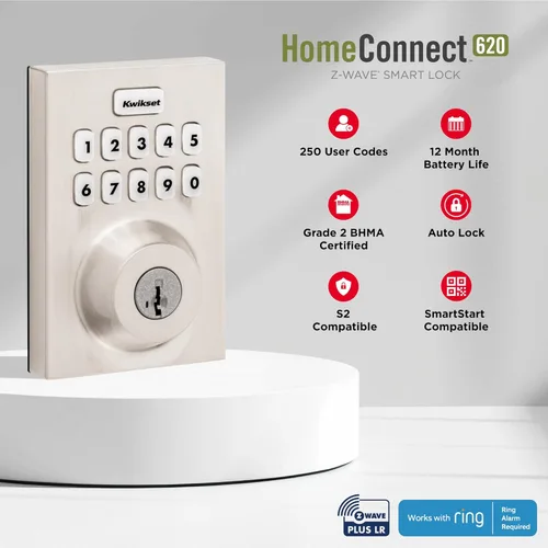 Miniatura 8 de Kwikset HomeConnect 620 Z-Wave con teclado inteligente de largo alcance, cerradura sin llave conveniente, códigos de usuario personalizables, Bronce