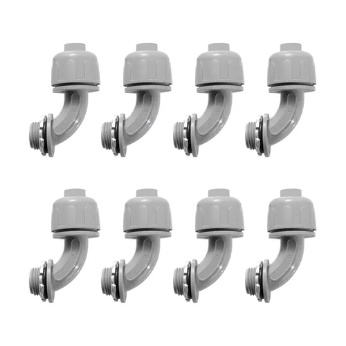 Conector hermético líquido no metálico de 90 grados de 1/2 pulgada, para accesorios de tubo flexible eléctrico de PVC NPT, conectores no metálicos,