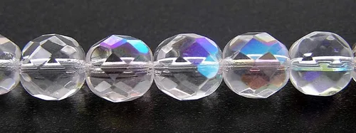 Miniatura 6 de 0.315 in, 150pcs, Crystal AB, Preciosa Checa Fuego Pulido Redondo Perlas de Vidrio Facetado, Aurore Borealis