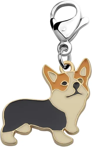 FEELMEM Corgi Perro Cremallera Colgante Clip En Charm Animal Joyería Regalo Para Mascotas Amante Mamá
