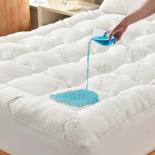 Miniatura 8 de Cubrecolchón prémium 100% impermeable tamaño individual, transpirable, protector de cama de rayón de bambú, funda de sábana de bolsillo profundo