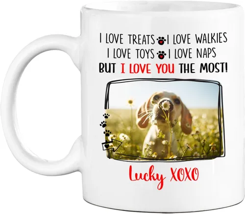 Miniatura 9 de Taza de café con nombre personalizado "Best Dog Mom Ever", regalo para mamá, mamá, madre, amante de los perros, taza de cerámica blanca Taza blanca