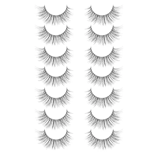 Miniatura 23 de Onlyall Pestañas de ojo de gato, pestañas de visón, pestañas esponjosas, pestañas postizas de ojo de gato, pestañas de ojo de zorro, 7 pares F02