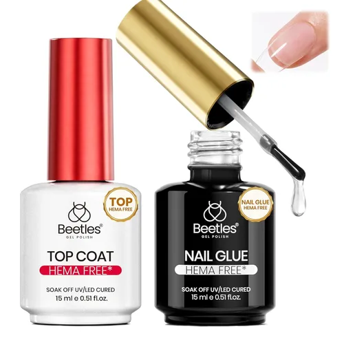 Miniatura 7 de beetles Gel Polish Pegamento para uñas de gel 9 en 1 para puntas de uñas acrílicas transparentes, pegamento para uñas con brocha súper fuerte