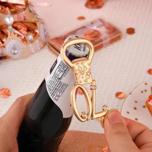 Miniatura 9 de 24 cajas de abrebotellas de cumpleaños número 70 con temática de oro rosa, favorecidas para regalos de fiesta de boda dorada 70, recuerdos de fiesta