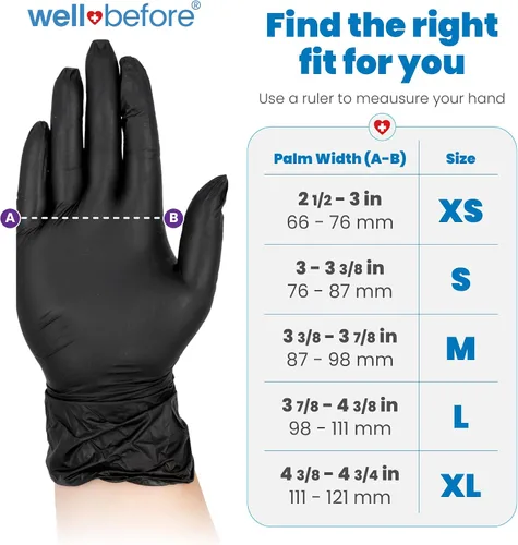 Miniatura 2 de Well Before Guantes de vinilo negros - Guantes desechables sin polvo y sin látex