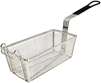 Miniatura 6 de Tiger Chef Prensa de la cesta de la freír del acero inoxidable con la manija plástica roja de 11 pulgadas