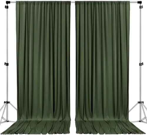 Miniatura 27 de AK TRADING CO. Cortinas de telón de fondo de poliéster IFR de 10 pies x 8 pies con bolsillos para varillas - Cortinas para decoración de ventana
