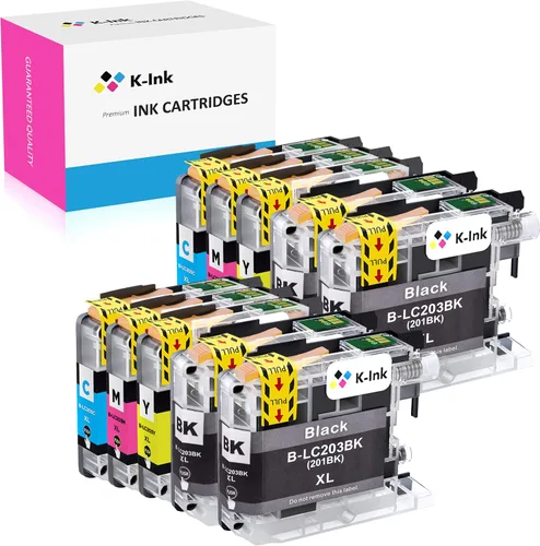K-Ink Cartucho de tinta de repuesto compatible para Brother LC203, LC203XL, LC201XL, LC201 - Compatible con MFC-J480DW, J880DW, J4420DW, J680DW,