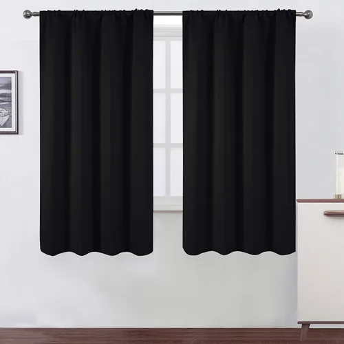 Miniatura 42 de LEMOMO Cortinas opacas negras para cocina, 42 x 45 pulgadas, juego de 2 paneles de cortinas opacas con bolsillo para cortinero para ventana pequeña