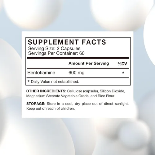 Miniatura 3 de VHC Suplemento de vitamina B1 Benfotiamina de 600 mg - 5 veces soluble en grasa tiamina vitamina B1 - Max Boost biodisponible tiamina B1 Niveles