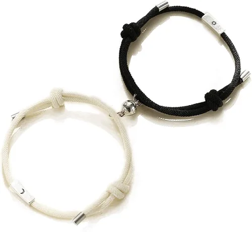 Dsxnklnd - Juego de 2 pulseras magnéticas de distancia para amantes del sol y la luna, para parejas, amantes de la amistad, joyería de moda, regalo