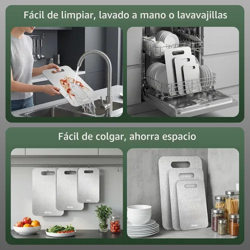 Miniatura 6 de Stron-Dura - Tabla de cortar de acero inoxidable 304 de grado alimenticio para cocina, para cortar carne, frutas, verduras, exteriores o interiores