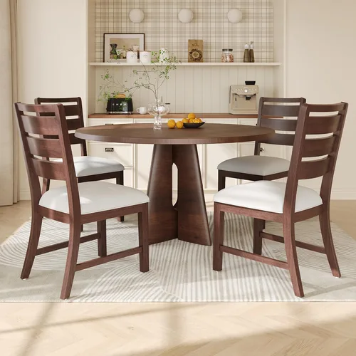 Miniatura 12 de COLAMY Juego de 2 sillas de comedor de madera, sillas de comedor tapizadas de granja con cojín de 3.5 pulgadas de grosor, sillas de cocina FSC