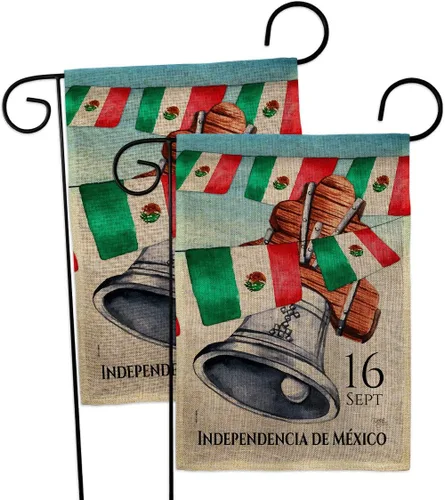 Mexican Independence Day Burlap Garden Flags 2pcs Pack Regional Mexico United States Country Particular Area Small Decorative Gift Yard House Banner