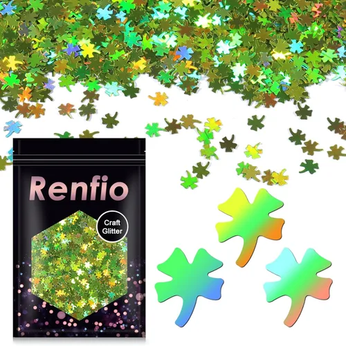 Miniatura 12 de Renfio Rompecabezas holográfico de 1.75 onzas, 1.76 oz, confeti con purpurina, formas de rompecabezas, mezcla de colores, lentejuelas gruesas