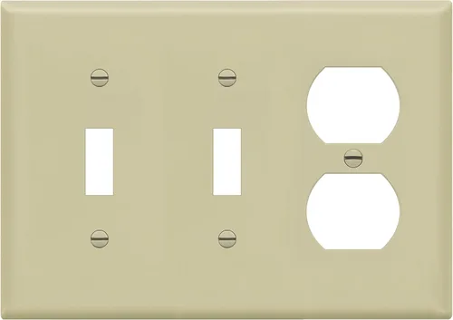 Miniatura 9 de ENERLITES Placa de pared combinada de triple banda, interruptor de palanca doble/placa de cubierta de receptáculo dúplex individual, tamaño estándar