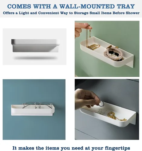 Miniatura 8 de RANKADO Dispensador de jabón de ducha de lujo para baño con bandeja, dispensador de champú y acondicionador sin taladros con cintas de montaje