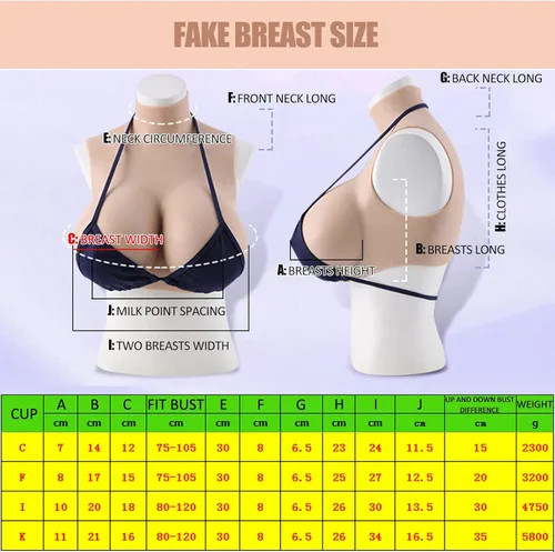 Miniatura 6 de Noblelady Pechos falsos enormes con forma de pecho de silicona con relleno de silicona realista para crossdresser transgénero cosplay, #1, taza K