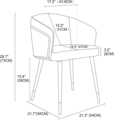 Miniatura 3 de ARTPLAN Juego de 2 sillas de comedor, sillas decorativas tapizadas de tela para sala de estar, sillas de brazo para muebles de interior del hogar