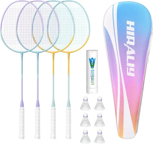 Miniatura 10 de HIRALIY Badminton Rackets Set for Backyards, Badminton Set, Includ 2/4 Rackets, 6/12 Birdies, 1 Carrying Bag, Outdoor Game for Adult Family Beginner