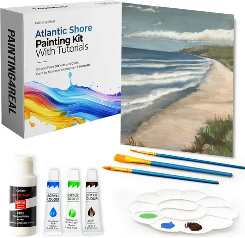 Miniatura 8 de Painting4Real Kits de clase de pintura para adultos con tutoriales en video, aprende a pintar la costa atlántica, cómo pintar con juegos de pintura