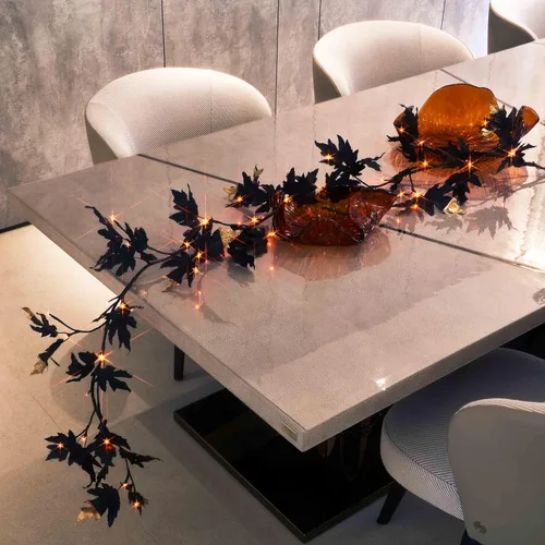 Hairui - Guirnalda negra iluminada de maple con temporizador, 48 luces LED naranjas y blancas cálidas, guirnalda de Halloween con luces, 6 pies,