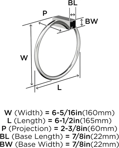 Miniatura 6 de Amerock BH3608226 Toallero cromado Toallero de 6-1/2 pulgadas (165 mm) de longitud Monument Toallero de mano para pared de baño Soporte