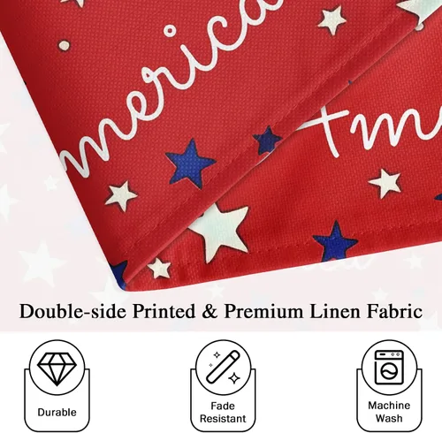 Miniatura 3 de Juego de 4 manteles individuales patrióticos del 4 de julio, con diseño de bandera estadounidense, con estrellas rojas y azules, 12 x 18 pulgadas