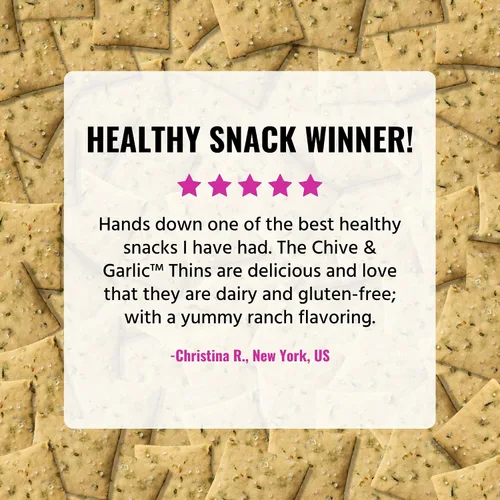 Miniatura 6 de Every Body Eat Galletas sin gluten, cebollino y ajo – Galletas de ajo, aperitivos veganos saludables, sin lácteos, galletas sin aceite de semillas