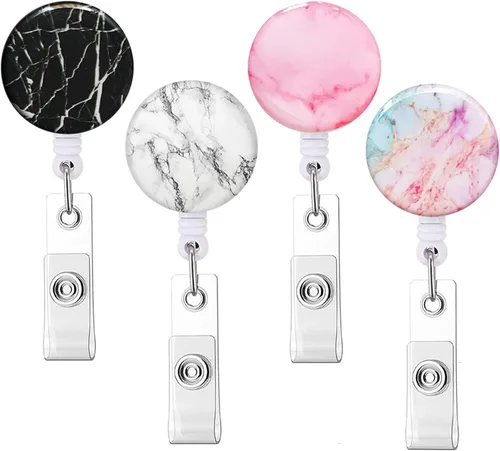 Miniatura 14 de Carrete retráctil para insignias, carretes de insignia de enfermera con clip de cocodrilo, clip decorativo con nombre en portatarjetas de Paquete