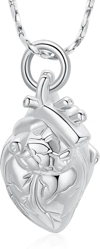Miniatura 15 de Imrsanl Collar con colgante de joyería de cremación para cenizas – Collar anatómico de urna de corazón para cenizas – Medallones conmemorativos