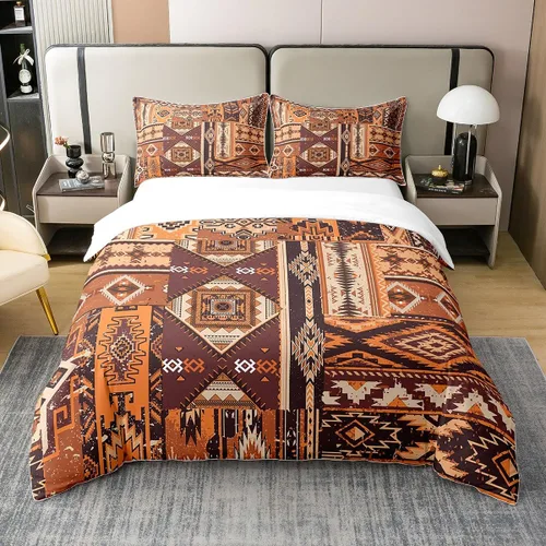 Miniatura 28 de Juego de ropa de cama 100% algodón exótico con funda de edredón individual, diseño tribal, suroeste americano, étnico, bohemio, abstracto