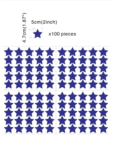 Miniatura 2 de Juego de 100 calcomanías de estrella para pared, removibles, despegar y pegar, decoración de vinilo para el hogar, dormitorio, sala de estar, Azul