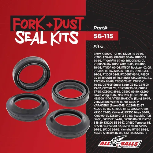 Miniatura 2 de Kit de horquilla y sello anti polvo All Balls Racing 56-115 Compatible con/Reemplazo para Suzuki Yamaha Honda Kawasaki