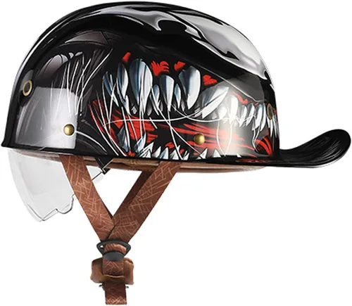 Miniatura 13 de Medio casco de motocicleta vintage, casco de béisbol de moda, certificación DOT/ECE, casco de motocicleta para hombres y mujeres