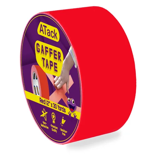 ATack Gaffer Tape - Cinta adhesiva de 2 pulgadas x 30 yardas, color rojo de alta calidad y fácil de rasgar, color rojo mate, cinta para escenario