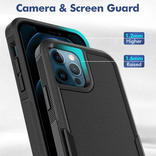 Miniatura 4 de MDCN Funda para iPhone 12 / iPhone 12 PRO: funda protectora de doble capa resistente para teléfono celular, a prueba de golpes, resistente