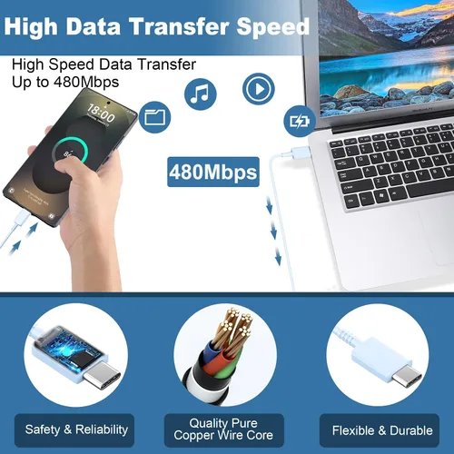Miniatura 56 de Cargador USB C, carga rápida súper rápida de 25 W tipo C y cable de carga USB C de 6,6 pies para Samsung Galaxy S25/S25 Ultra/S25+/S24/S24