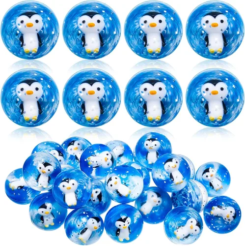 Syhood 24 bolas hinchables de pingüino de 1.772 pulgadas (1.772 in) de goma, bolas hinchables de pingüino, juego de rebote a granel para regalo de