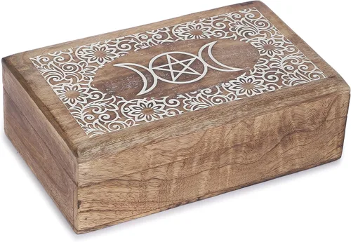Miniatura 12 de Ajuny Caja Joyero de Madera para Recuerdos de 8 x 5 pulgadas – Cofre Decorativo Hecho a Mano para Hombres y Mujeres, Caja de Almacenamiento