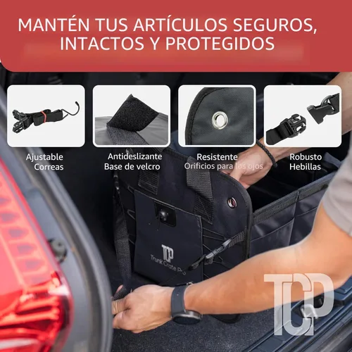 Miniatura 7 de Caja organizadora portátil retráctil de varios compartimentos de primera calidad TrunkCratePro para autos, SUV, camiones, minivans, Negro