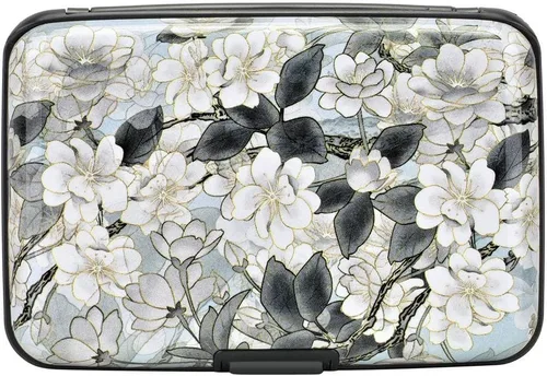 Miniatura 206 de ELFISH Mini cartera de aluminio RFID para tarjetas de crédito, funda de identificación de metal para hombres y mujeres, Happy Flower, Cartera Rfid