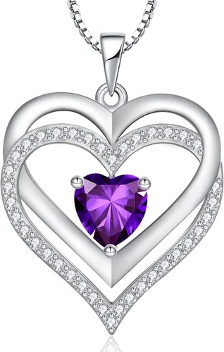 Miniatura 48 de RIVIKO Collar con símbolo de corazón infinito para mujer, plata de ley 925, delicado colgante de corazón para el día de San Valentín, día