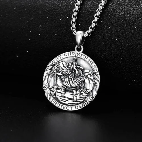 Miniatura 80 de CEKAMA - Collar de plata de ley 925 con dije de amuleto para hombres y mujeres, con cadena de 0.098 in, 22 pulgadas + 2 pulgadas